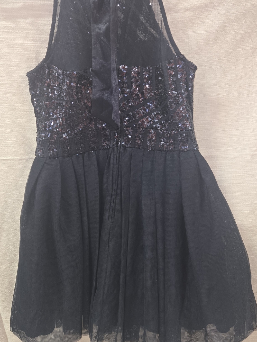 Sequined Halter Navy Evening Dress - Picture 3 of 8